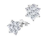 Flower Shaped CZ Stones Stud Earring STS-2967